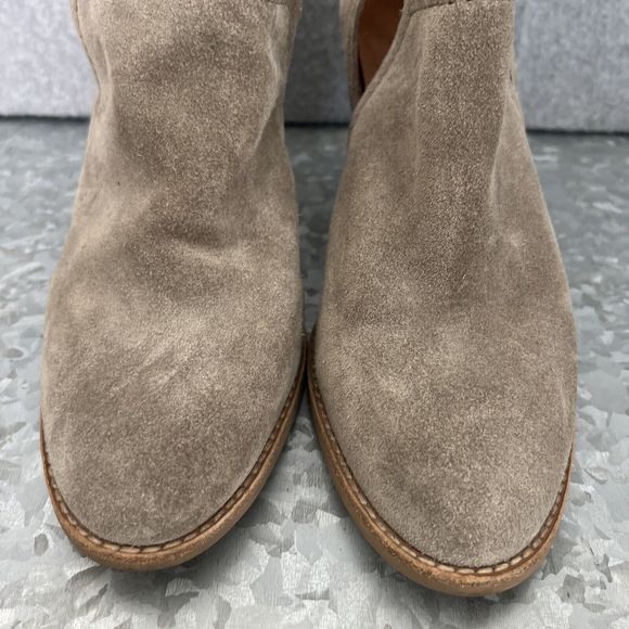 Jeffrey Campbell Rosee Heeled Ankle Booties Size 9 Tan Taupe Suede Slip On - Picture 3 of 11